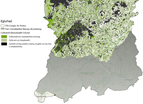 Map o gyfleoedd rhwydwaith cyfun De Powys